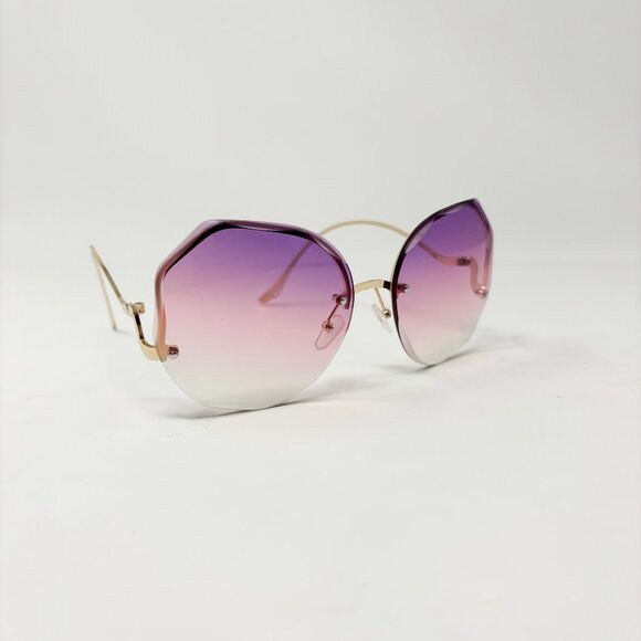 Oversized Graduated Purple to Clear Sunglasses - Picture 2 of 12